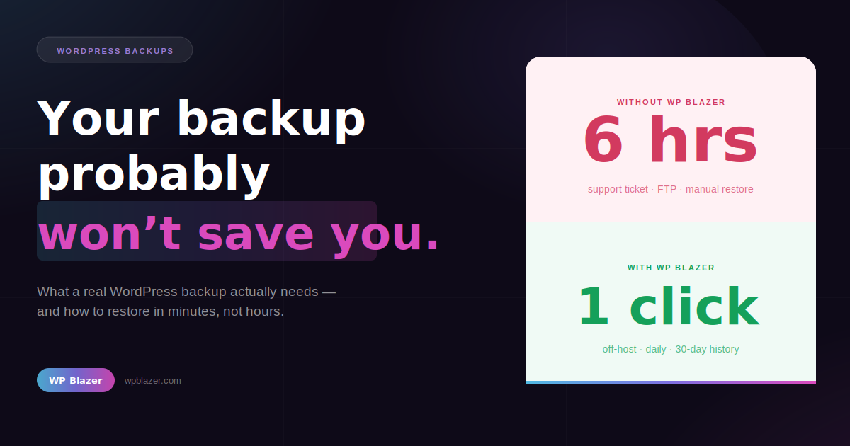 WordPress Backups: How to Actually Restore Your Site When It Breaks